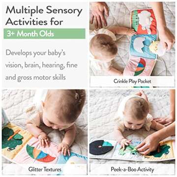 Spiggly Infant Toys 0-6 Months – Baby Mirror Tummy Time Toys – Sensory Books for Babies – Touch and Feel Crinkle Books for Babies – Soft Baby Books