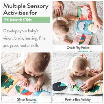 Spiggly Infant Toys 0-6 Months – Baby Mirror Tummy Time Toys – Sensory Books for Babies – Touch and Feel Crinkle Books for Babies – Soft Baby Books