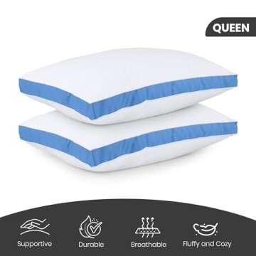 Utopia Bedding Bed Pillows for Sleeping Queen Size (Blue), Set of 2, Cooling Hotel Quality, Gusseted...