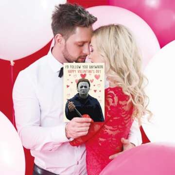 OJsensai Michael Myers Valentines Day Card, Horror Killer Valentine’s Day Gifts for Him Her, Scary Movie Vday Gift Card for Husband Wife