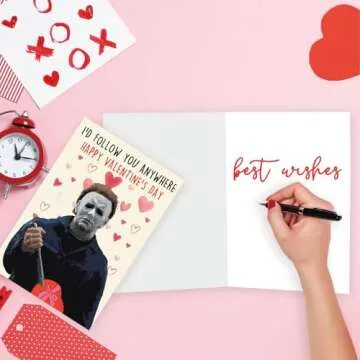OJsensai Michael Myers Valentines Day Card, Horror Killer Valentine’s Day Gifts for Him Her, Scary Movie Vday Gift Card for Husband Wife