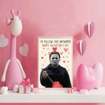 OJsensai Michael Myers Valentines Day Card, Horror Killer Valentine’s Day Gifts for Him Her, Scary Movie Vday Gift Card for Husband Wife