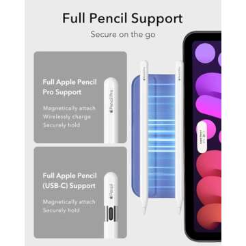 ESR for iPad Mini 7 A17 Pro Case, iPad Mini 7th/6th Generation Case (2024/2021), Slim Trifold Two-Way Stand, Powerful Magnetic Attachment, Durable Protection, Supports Pencil Pro&Pencil(USB-C), Purple