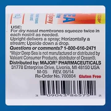 MAJOR Deep Sea Premium Saline - Nasal Moisturizing Spray for Dryness and Irritation Relief - Sodium Chloride 0.65% - 1.5 Fl. Oz (3 Pack)