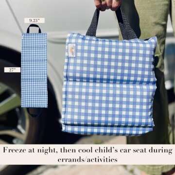 Little Bum Coolers Original Car Seat Cooler Washable Insulated Ice Pack Infant Car Seat Cooling Cushion Mat for Hot Weather Multifunctional Baby Cooling Pad (Gingham)