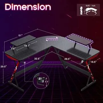 MOTPK L Shaped Gaming Desk for Ultimate Gaming Setup