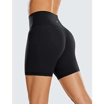 CRZ YOGA Womens ButterLuxe Biker Shorts 6 Inches - High Waisted Workout Running Volleyball Spandex Yoga Black Large