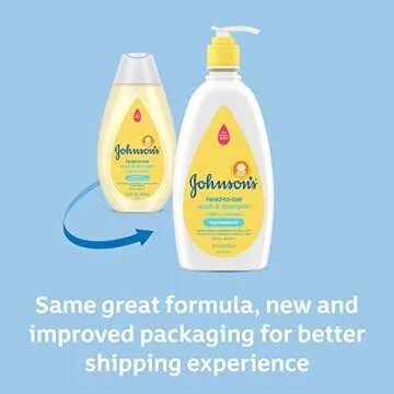 Johnson's Baby Head-To-Toe Gentle Baby Body Wash & Shampoo, Tear-Free, Sulfate-Free & Hypoallergenic Bath Wash & Shampoo for Sensitive Baby Skin, Washes Away 99.9% Of Germs, 2 Pack, 18 fl. Oz