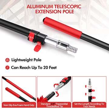 20 Foot High Reach Dusting Kit with 5-12 Foot Extension Pole // High Ceiling Duster with Telescopic ...