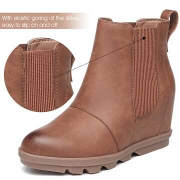 Athlefit Women's Wedge Boots Comfortable Ankle Wedge Booties