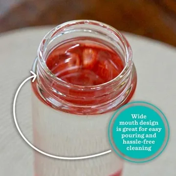 Juice Bottles - 4 Pack Wide Mouth Glass Bottles with Lids