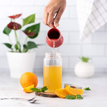 Juice Bottles - 4 Pack Wide Mouth Glass Bottles with Lids