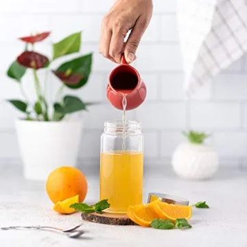 Juice Bottles - 4 Pack Wide Mouth Glass Bottles with Lids