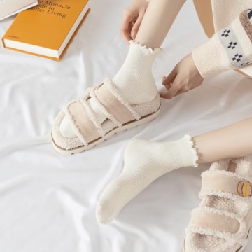 Hstyle Cute Ruffle Ankle Socks - 6 Pairs of Soft Comfort