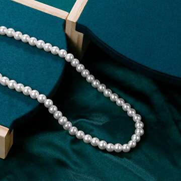 Sereney Pearl Necklaces for Women, Pearl Choker Necklace As Pearl Prom Jewelry, 8mm 16''-19.5'' Adjustable White Pearl Necklace Strand, Dainty Pearl Jewelry Necklace Valentines Day Gifts for Her