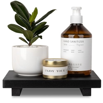 Bathroom Counter Organizer Wood Pedestal Stand Farmhouse Decorative Tray Soap Holder for Kitchen Dec...