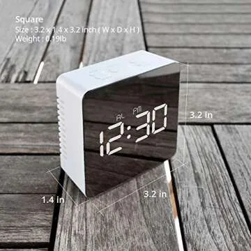 mooas LED Digital Mirror Clock 2 Types, Alarm/Snooze, Temperature, LED Mirror Clock (Square)
