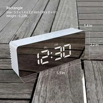 mooas LED Digital Mirror Clock 2 Types, Alarm/Snooze, Temperature, LED Mirror Clock (Square)