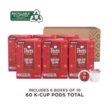 Peet's Coffee , Dark Roast Keurig K-Cup Pods - Holiday Blend 60 Count (6 Boxes of 10 K-Cup Pods)