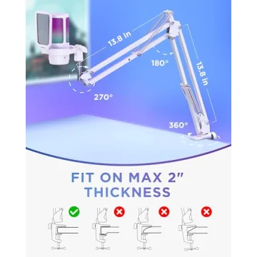 InnoGear Gaming USB Microphone, AI-Noise Cancelling Condenser Mic with Mute, Gain, RGB Indicator, Boom Arm Stand for Streaming, Podcast, Twitch, YouTube, Discord, PC, Computer, PS4, PS5, Mac, White