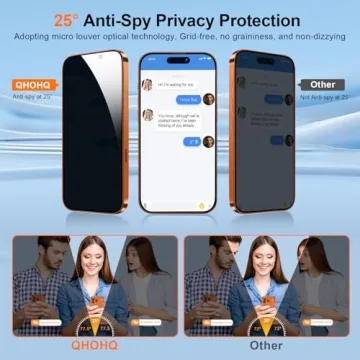 QHOHQ 3 Pack Privacy Screen Protector for iPhone 17 Pro Max + Camera Lens Protector