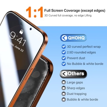 QHOHQ Privacy Screen Protector Series for iPhone 17 Pro Max