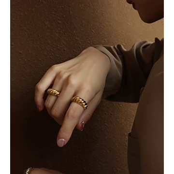 KOHOTA Stylish 6PCS Gold Plated Chunky Rings Set for Women