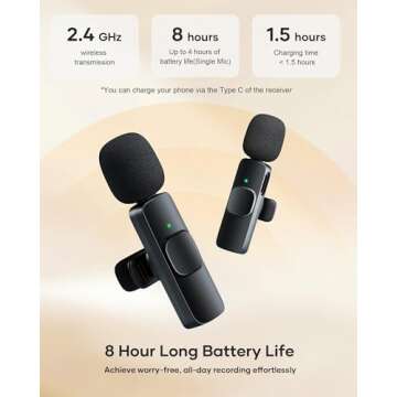 CZOCPOS 2-Pack Wireless Lavalier Microphone for Smartphones