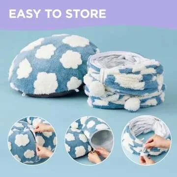 Lesure Cat Tunnel Bed for Indoor - Cute Cat Donut Tunnel with Washable Circle Cushion, Round Pet Peekaboo Cave Toy for Kitten/Puppy/Rabbit, Blue