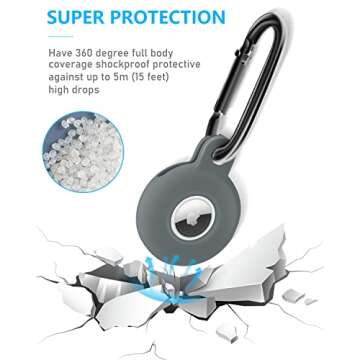 Airtag Holder Air Tag Silicone Case with Keychain, Anti-Scratch Airtag Keychain for Apple Air Tag (5...