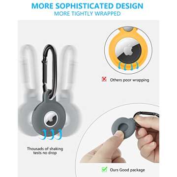 Airtag Holder Air Tag Silicone Case with Keychain, Anti-Scratch Airtag Keychain for Apple Air Tag (5 Pack), Airtag Accessories for Key Finder Tracker, Backpacks, Pet, The Valuables.
