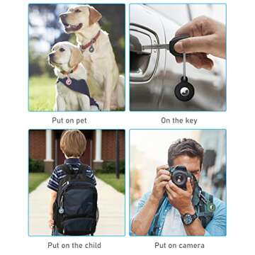 Airtag Holder Air Tag Silicone Case with Keychain, Anti-Scratch Airtag Keychain for Apple Air Tag (5 Pack), Airtag Accessories for Key Finder Tracker, Backpacks, Pet, The Valuables.