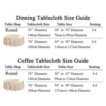 HIGHFLY Round Tablecloth - Elegant Floral Linen Table Cover