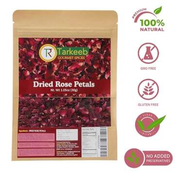 Tarkeeb Dried Rose Petals ~ All Natural | Edible Rose Petals | Dried Flower Petals for Herbal Tea, D...