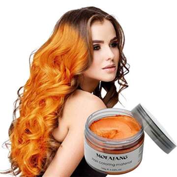 NYKKOLA MOFAJANG Unisex Hair Wax Color Dye Styling Cream Mud, Natural Hairstyle Pomade, Washable Temporary,Party Cosplay (Orange)
