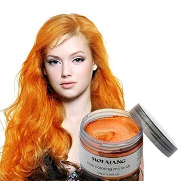 NYKKOLA MOFAJANG Unisex Hair Wax Color Dye Styling Cream Mud, Natural Hairstyle Pomade, Washable Temporary,Party Cosplay (Orange)