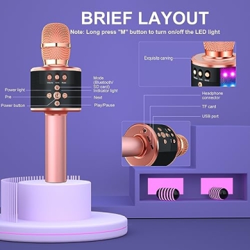 Bluetooth Karaoke Microphone with LED Lights - Party Essential