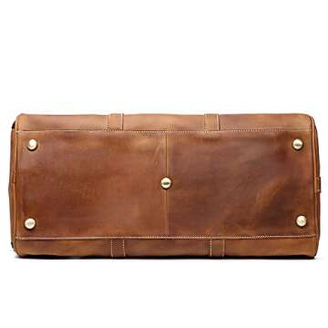 Leathfocus Leather Travel Luggage Bag, Mens Duffle Retro Carry on Handbag (Brown) X-Large