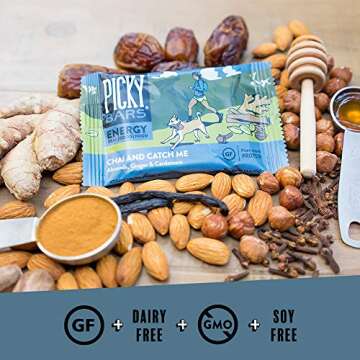 Picky Bars Real Food Energy Bars, Chai and Catch Me, 1.6oz (Pack of 20)