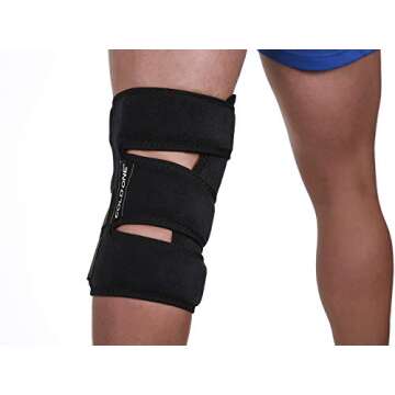 Knee Ice Pack Wrap Soft Brace + Compression for Post Knee Surgery, Knee Injuries, Fast Pain Relief, 360° Coverage, O° C 15-20 Minutes Knee Icing is Safe and Effective. Universal Size, USA