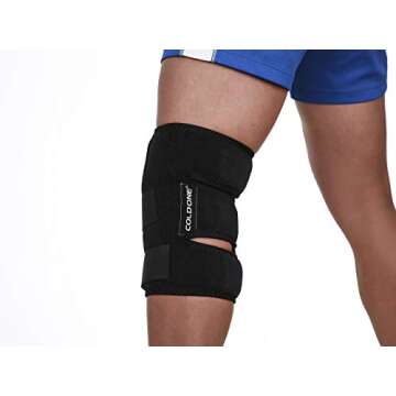 Knee Ice Pack Wrap Soft Brace + Compression for Post Knee Surgery, Knee Injuries, Fast Pain Relief, 360° Coverage, O° C 15-20 Minutes Knee Icing is Safe and Effective. Universal Size, USA