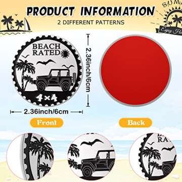Hicarer 2 Pcs Beach Rated Car Emblem 4 x 4 3D Automotive Badges Round Metal Duck Car Badge Decal Sti...