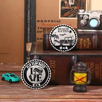 Hicarer 2 Pcs Beach Rated Car Emblem 4 x 4 3D Automotive Badges Round Metal Duck Car Badge Decal Sticker Compatible with Vehicles Trucks Motorcycle Bumper (Beach Rated)