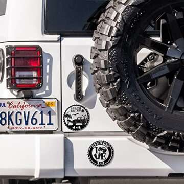 Hicarer 2 Pcs Beach Rated Car Emblem 4 x 4 3D Automotive Badges Round Metal Duck Car Badge Decal Sticker Compatible with Vehicles Trucks Motorcycle Bumper (Beach Rated)