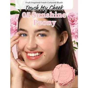 MILKTOUCH Touch My Cheek in Bloom Blush Sunshine Peony | Flawless Compact Powder Makeup for Oily Ski...