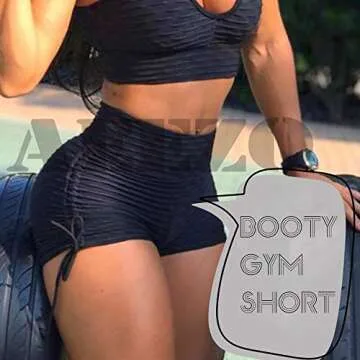 AEEZO Sexy Booty Shorts for Women Butt Lift TIK TOK Leggings Shorts Scrunch Workout High Waisted Textured Hot Pants