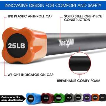 Yes4All Total Body Weighted Workout Bar for All Fitness Levels