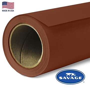 Savage Seamless Paper Photography Backdrop - Chestnut 86"x36' - Ideal for YouTube, Interviews & More...