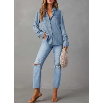Astylish Women's Denim Chambray Shirt Stylish Comfort
