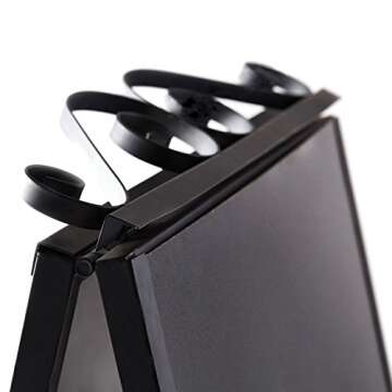 MyGift Scrollwork Design Large A-Frame Black Metal Freestanding Chalkboard Sign/Decorative Restaurant Menu Sidewalk Message Board